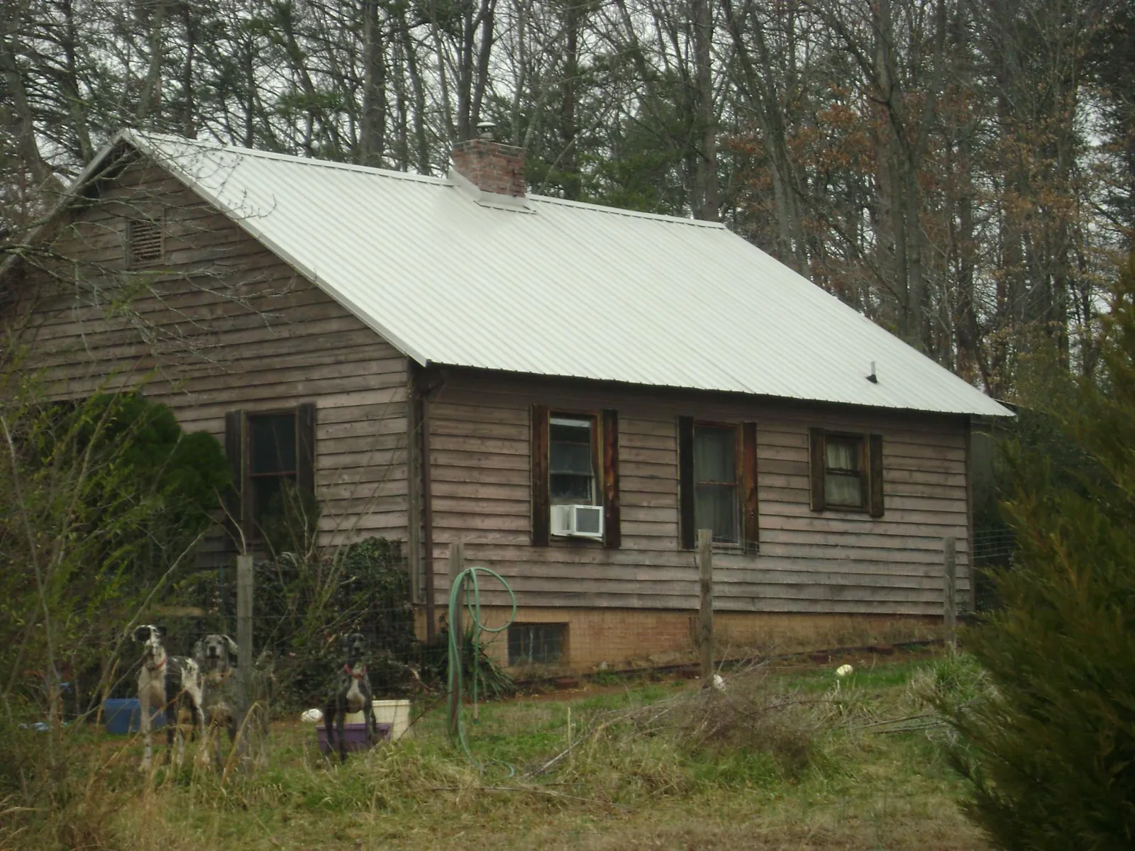 White metal roof on an old wood sided farmhouse, from a Asphalt Shingle Roof Repair job in Mount Perry